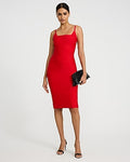 Women's Express X Bebe Square Neck Bandage Midi Dress in Red Small