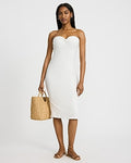 Express Women's Textured Strapless Sweetheart Twist Front Midi Tube Dress in White Small