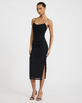 Express Women's Mesh Sleeveless Peekaboo Bra Ruched Midi Dress in Pitch Black