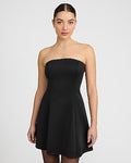 Express Women's Scuba Strapless Mini Fit And Flare Dress in Pitch Black