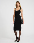 Express Women's Crepe Square Neck Sleeveless Cutout Midi Dress in Pitch Black