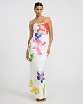 Express Women's Satin Floral Sleeveless Maxi Slip Dress in Ivory