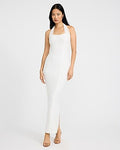 Express Women's Sheer Beaded Halter Sleeveless Maxi Dress in Neutral Small