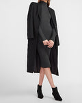 Express Women's Ribbed Turtleneck Midi Sweater Dress in Charcoal Gray