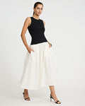 Express Women's Color Block Mixed Media Crew Neck Drop Waist Maxi Dress With Pockets Small