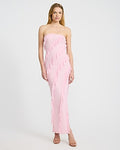 Express Women's Ruffle Strapless Side Slit Maxi Dress in Pink Small