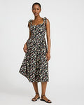 Express Women's Cotton Poplin Sweetheart Tie Strap Smocked Back Midi Dress in Multi