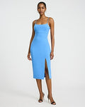 Express Women's Crepe Square Neck Sleeveless Seamed Midi Dress in French Blue