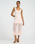 Express Women's Mixed Media Scoop Neck Sleeveless Midi Dress in Carnation Red