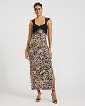 Express Women's Mesh Leopard Sweetheart Lace Pieced Maxi Dress Small