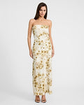 Express Women's Satin Floral Strapless Maxi Dress Small