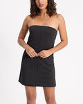 Express Women's Pinstripe Strapless Mini Dress in Black And White Stripe