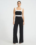 Express Women's Color Block Square Neck Sleeveless Wide Leg Palazzo Jumpsuit in Black Small