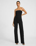 Express Women's Strapless Fold Over Wide Leg Palazzo Jumpsuit in Black Small