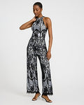 Women's Express X Bebe Lace Color Block Halter Jumpsuit in Black Small