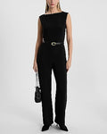 Express Women's Boat Neck Sleeveless Jumpsuit in Pitch Black