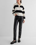 Express Women's Striped Novelty Button Polo Sweater in Neutral Stripe