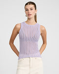 Express Women's Striped Open Stitch Sweater Tank Top in Lavendar Mist