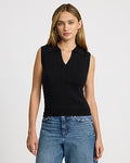Express Women's Cable Knit V-Neck Sleeveless Sweater Polo in Black Small