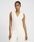 Express Women's Cable Knit V-Neck Sleeveless Sweater Polo in Neutral Small