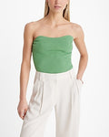 Express Women's Ribbed Strapless Sweater Tube Top in Green Mist