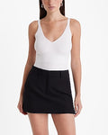 Express Women's Ribbed Fitted V-Neck Sweater Tank Top in White