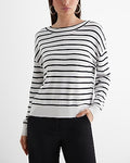Express Women's Reversible Striped Silky Soft Sweater in Black And White Stripe