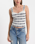 Express Women's Chain Pattern Sweetheart Sweater Tank Top in White Print