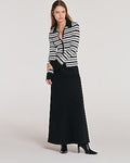 Express Women's Silky Soft Fitted Ribbed Cardigan in Black And White Stripe