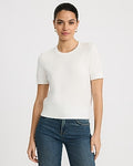 Express Women's Airy Soft Skimming Short Sleeve Sweater in White Small