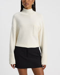 Express Women's Pocket Mock Neck Sweater in Ivory
