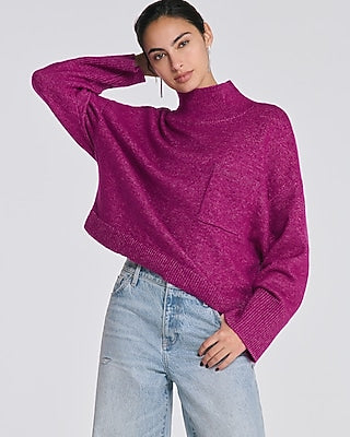 Express Women's Pocket Mock Neck Sweater in Pink Small