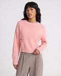 Express Women's Relaxed Crew Neck Pocket Sweater in Stargaze