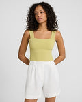 Express Women's Ribbed Fitted Square Neck Sweater Tank Top in Mojito
