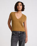 Express Women's Cable Knit V-Neck Sweater Vest in Pear