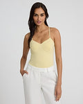 Express Women's Fitted Bustier Sweater Tank Top in Soft Yellow