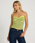Express Women's Striped Twist Front Sweater Tube Top in Green Small