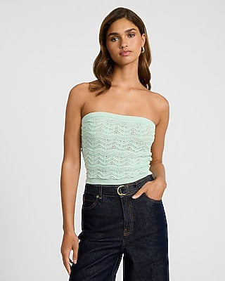 Express Women's Crochet Sweater Tube Top in Mint