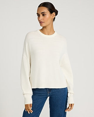 Express Women's Ultrasoft Relaxed Crew Neck Sweater in Ivory