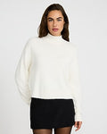Express Women's Ultrasoft Relaxed Mock Neck Sweater in Ivory