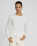 Express Women's Airy Soft Skimming Crew Neck Sweater in White Small