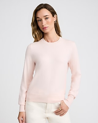 Express Women's Airy Soft Skimming Crew Neck Sweater in Pink Small