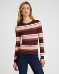 Express Women's Fitted Striped Shine Crew Neck Sweater in Multi