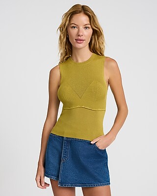 Express Women's Novelty Ribbed Sweater Tank Top in New Avocado