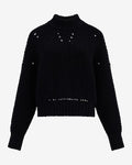 Express Women's Open Stitch Mock Neck Sweater in Black Small