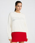 Express Women's Ultrasoft Relaxed Game Day Graphic Crew Neck Sweater in Ivory