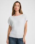 Express Women's Airy Soft Short Sleeve Dolman Sweater in Silver Heather Gray