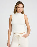 Express Women's Fitted Mock Neck Sleeveless Sweater in White Small