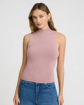 Express Women's Fitted Mock Neck Sleeveless Sweater in Pink Small