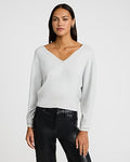 Express Women's Airy Soft V-Neck Dolman Sleeve Sweater in Gray Small